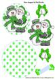 Santa in Green with Snowman, Rocker Card