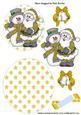 Santa in Gold with Snowman, Rocker Card