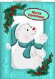 Polar Bear in Turq Hat & Scarf with Holly A4