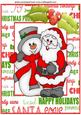 Santa and Snowman with Holly in Word Frame A4