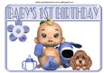 Playful Baby Boy 1st Birthday with Puppy A4