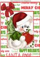Little Bear in Santa Hat Holding a Big Heart A4