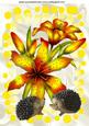 Yellow/orange Autumn Flowers with Hedgehogs A4