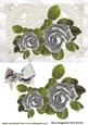 Beautiful Silver Roses on Vintage Lace with Bow