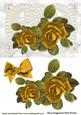 Beautiful Gold Roses on Vintage Lace with Bow