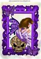 Gothic Faerie in Purple Sitting on a Skull A4