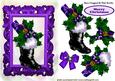 Santa Boot with Purple Bow and Candy Cane