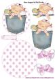 Denim Pocket Baby Girl with Bows Rocker Card