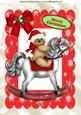 Teddy with Santa Hat on , with Rocking Horse A4