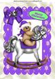 Teddy with Santa Hat on Purple Rocking Horse A4