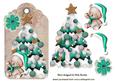 Little Teddy with Turq Christmas Tree on a Tag