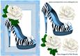 Lovely Blue Zebra Print Shoe with White Rose