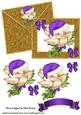 Cute Robin in Purple Santa Hat on Card & Envelope