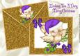Cute Robin in Purple Santa Hat, Card & Envelope A4