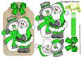 Santa and Snowman in Green on a Tag