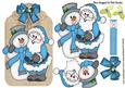 Santa and Snowman in Blue on a Tag
