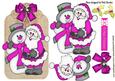 Santa and Snowman in Pink on a Tag