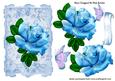 Pretty Blue Rose with Butterflies on Lace