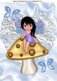 Sweet Faerie Sitting on a Mushroom A4