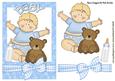Baby Boy with Teddy Bear and Bottle