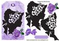Beautiful Silhouette Lady in Hat on Purple Rose Tag