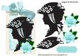 Beautiful Silhouette Lady in Hat on Turq Tag