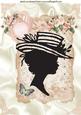 Pretty Silhouette Lady in Bonnet in Peach Rose Frame A4
