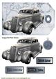 Vintage Silver Car with Pipe and Fob Watch on Vintage Tag