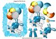 Cute Blue Bunny with Balloons in Frill Frame
