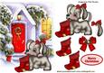 Cute Puppy with Stocking with Snow Cottage