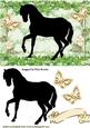 Black Silhouette of a Horse with Gold Butterflies
