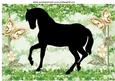 Black Silhouette of a Horse with Gold Butterflies A4