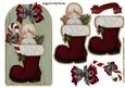 Snowman in Stocking on Wooden Tag with Candy