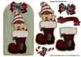 Christmas Elf in Stocking on Wooden Tag with Candy