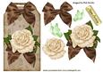 Beautiful Cream Rose with Brown Bow on a Tag