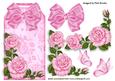 Pink Roses, Butterflies and Bow on Floral Tag