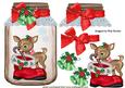 Deer with Santa Boot in Jar with Bells and Bow