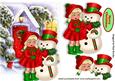 Little Girl in Her Red Coat with Snowman