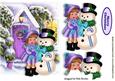 Little Girl in Her Purple Coat with Snowman