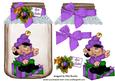 Santas Elf in Purple in a Jar with Bow