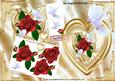 Beautiful Hand Painted Red Roses on Gold Heart & Dove 8x8