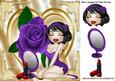 Cute Little Lady with Lippy, Purple Rose on Heart 8x8