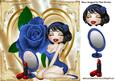 Cute Little Lady with Lippy, Blue Rose on Heart 8x8