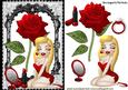 Blond Babe! with Red Rose and Lippy in Black Lace Frame