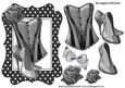 Monochrome Silver Basque with Roses & Shoes