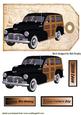 1948 Black/tan Woody Car on a Map Tag