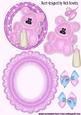 Pink Teddy with Bottle and Dummy on Rocker Card