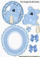 Blue Teddy with Bottle and Dummy on Rocker Card