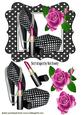 Black/white Polka Dot Shoe with Cerise Roses
