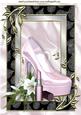 Candy Pink Shoes with Lippy in Ornate Frame A4